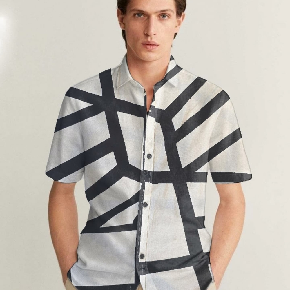 Men's Brown and Gray Patterned Shirt - Picture 3 of 7